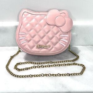 NWOT Hello Kitty Style Vegan Leather Gold Chain Strap Crossbody Purse Bag Pink 8